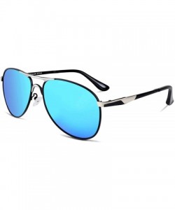 Sport Premium Polarized Aviator Sunglasses for Men - UV400 Mirrored Lens - Silver&light Blue - CB18C5ZKSC3 $29.80