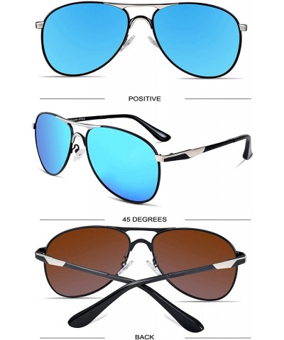 Sport Premium Polarized Aviator Sunglasses for Men - UV400 Mirrored Lens - Silver&light Blue - CB18C5ZKSC3 $29.80