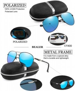 Sport Premium Polarized Aviator Sunglasses for Men - UV400 Mirrored Lens - Silver&light Blue - CB18C5ZKSC3 $29.80