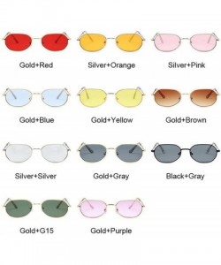 Square Vintage Small Octagon Sunglasses Women Fashion Shade Square Metal Frame Sun Glasses Red Yellow Pink - Goldblue - CU198...