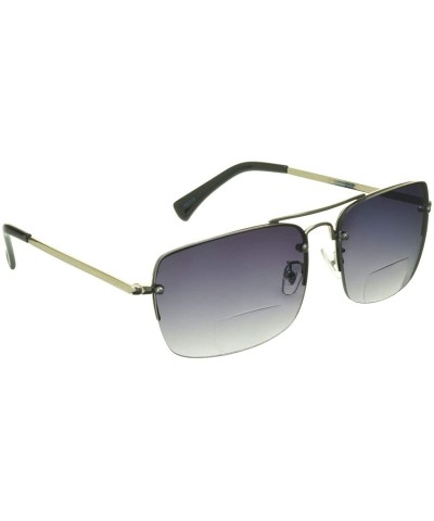 Square Gradient Bifocal Sunglasses for Men Women Aviator Tinted Readers - Gradient Smoke / Silver - C6196SOHWK6 $26.52