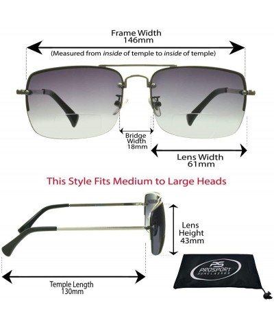 Square Gradient Bifocal Sunglasses for Men Women Aviator Tinted Readers - Gradient Smoke / Silver - C6196SOHWK6 $11.47