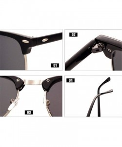 Square Semi-Rimless Sunglasses Women Men Polarized Retro Eyeglasses - C12 Black Gold - CE194OLI9W2 $18.98