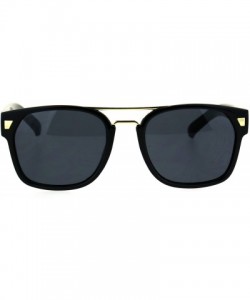 Rectangular Mens Retro Minimal Mob Rectangular Horned Plastic Sunglasses - All Black - CB184Y0TMKD $10.88