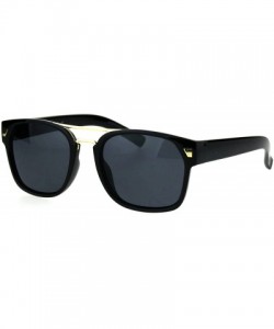 Rectangular Mens Retro Minimal Mob Rectangular Horned Plastic Sunglasses - All Black - CB184Y0TMKD $10.88