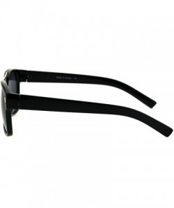 Rectangular Mens Retro Minimal Mob Rectangular Horned Plastic Sunglasses - All Black - CB184Y0TMKD $10.88