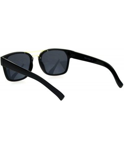 Rectangular Mens Retro Minimal Mob Rectangular Horned Plastic Sunglasses - All Black - CB184Y0TMKD $10.88