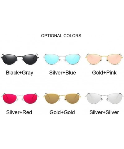 Round Women Round Sunglasses Retro Sun Glasses For Girls Female Oval Sunglass Mirror - Gold Pink - CV19992QG86 $10.33