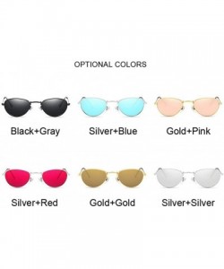 Round Women Round Sunglasses Retro Sun Glasses For Girls Female Oval Sunglass Mirror - Gold Pink - CV19992QG86 $10.33