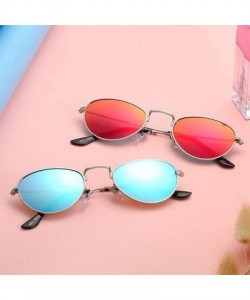 Round Women Round Sunglasses Retro Sun Glasses For Girls Female Oval Sunglass Mirror - Gold Pink - CV19992QG86 $10.33