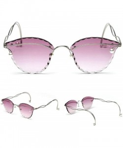 Rimless Fashion Pearl Sunglasses Metal Rimless Frame Brand Designer Women Cut Edge Cat Glasses - Purple - C218U0ZOU5L $15.22