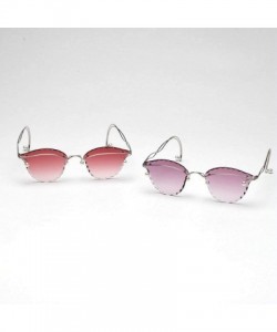 Rimless Fashion Pearl Sunglasses Metal Rimless Frame Brand Designer Women Cut Edge Cat Glasses - Purple - C218U0ZOU5L $15.22