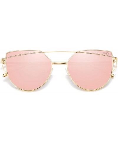 Aviator Cat Eye Mirrored Flat Lenses Street Fashion Metal Frame Women Sunglasses SJ1001 - CA12G3Y324J $25.26
