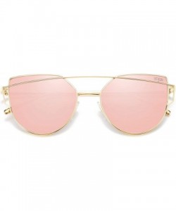 Aviator Cat Eye Mirrored Flat Lenses Street Fashion Metal Frame Women Sunglasses SJ1001 - CA12G3Y324J $11.16