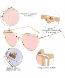 Aviator Cat Eye Mirrored Flat Lenses Street Fashion Metal Frame Women Sunglasses SJ1001 - CA12G3Y324J $11.16