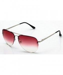 Sport Gradient Oceanic Lens Oversized Rimless Metal Frame Unisex Aviator Sunglasses - Silver Frame/ Red Lens - CO11HWM7ST7 $1...