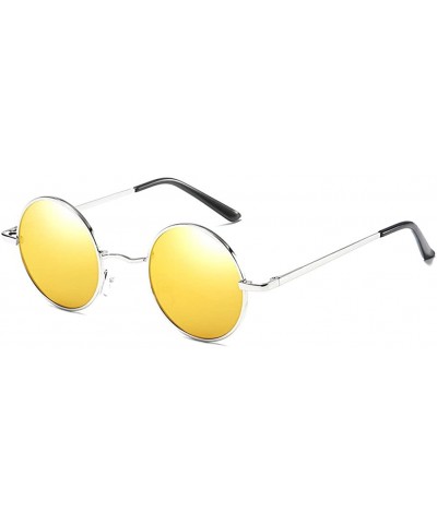 Goggle Retro Polaroid Steampunk Sunglasses Driving Polarized Glasses Men Women - Silver - CK18G28O83W $11.82