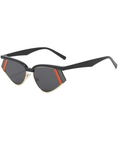 Cat Eye Cat Eye Sunglasses for Women Triangle Sun Glasses Black Shades UV400 - Black Gold Grey - CS199OGCWUO $12.55