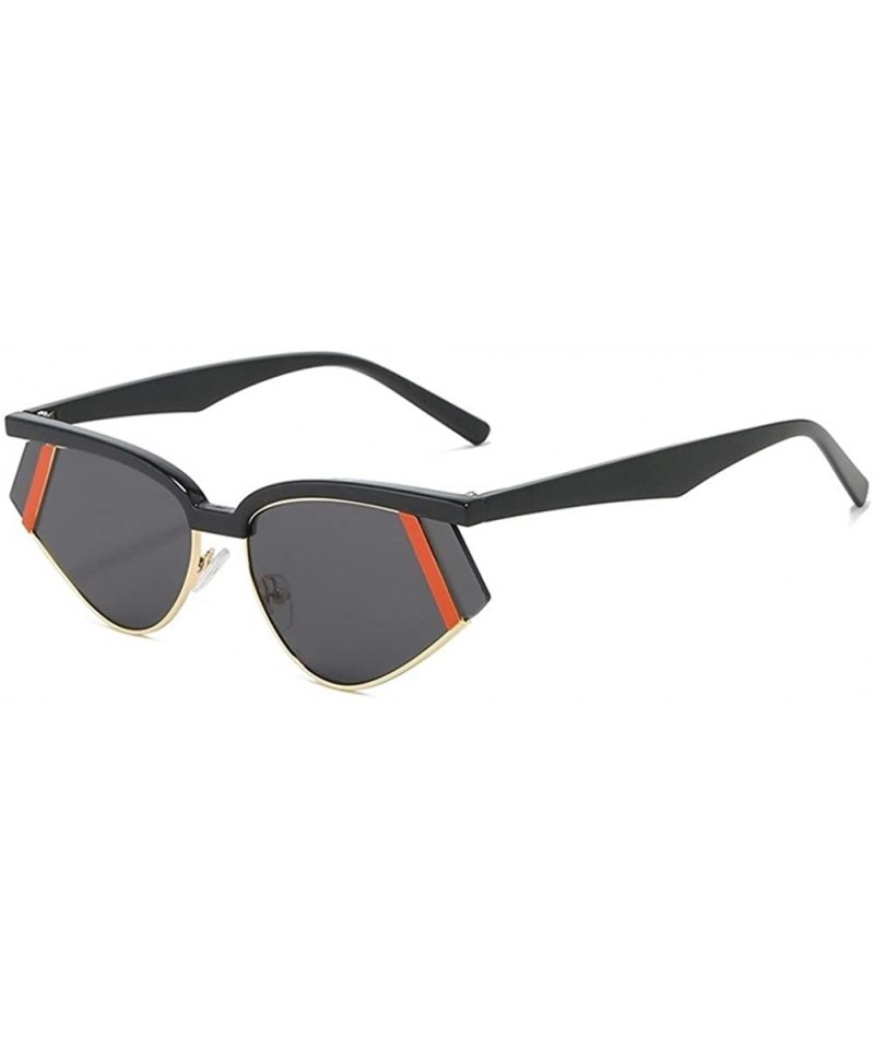 Cat Eye Cat Eye Sunglasses for Women Triangle Sun Glasses Black Shades UV400 - Black Gold Grey - CS199OGCWUO $12.55