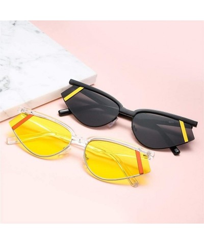 Cat Eye Cat Eye Sunglasses for Women Triangle Sun Glasses Black Shades UV400 - Black Gold Grey - CS199OGCWUO $12.55