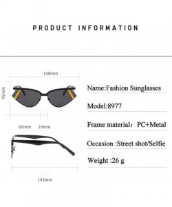 Cat Eye Cat Eye Sunglasses for Women Triangle Sun Glasses Black Shades UV400 - Black Gold Grey - CS199OGCWUO $12.55