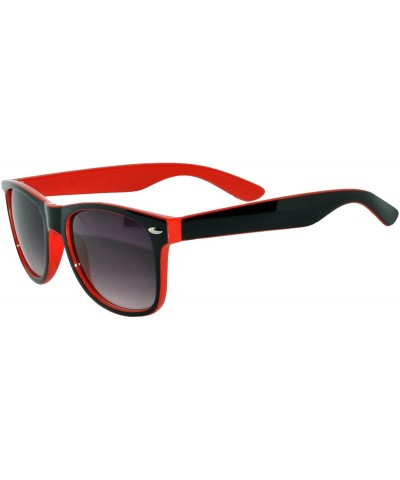 Wayfarer New Fashion Vintage Two - Tone colored frame Smoke Lens Sunglasses Retro 80's - Red - CZ11PFZERLP $11.57