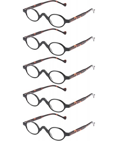 Oval 3 Pairs Cute Small Round Plastic Spring Heeled Magnifying Reading Glasses - 5 Pairs Value Pack in Leopard - CX18ZYW5IGH ...