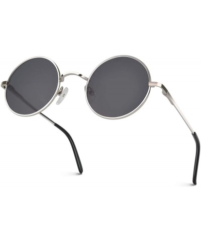 Oval Classic Semi Rimless Half Frame Polarized Sunglasses for Men Women UV400 - 4 S Silver Frame/Grey Lens - C018NNWQYCS $25.50