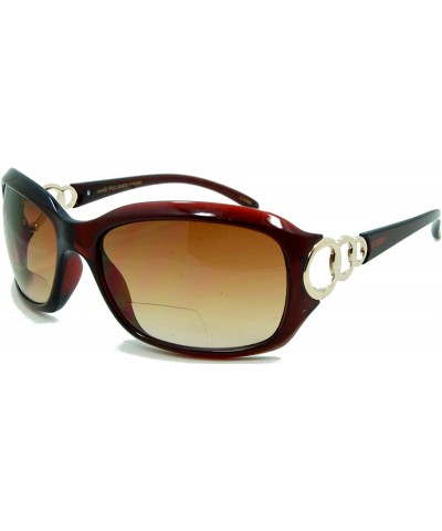 Round Circle Power- Nearly Invisible Line Bifocal Sunglasses - Brown - CF11JJXWOJB $48.88