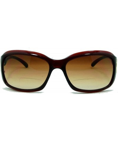 Round Circle Power- Nearly Invisible Line Bifocal Sunglasses - Brown - CF11JJXWOJB $31.47