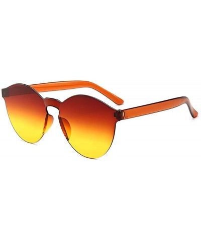 Round Unisex Fashion Candy Colors Round Outdoor Sunglasses Sunglasses - Orange Yellow - CZ190324YIN $15.08