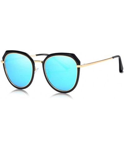 Oval Women Sunglasses Retro Black Drive Holiday Oval Polarized UV400 - Blue - CI18R09IR6K $22.10