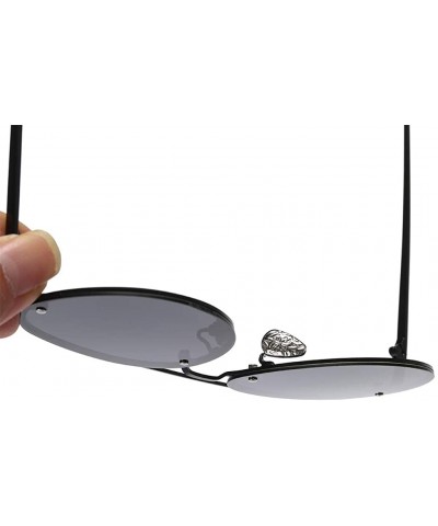 Round Sunglasses Unisex Polarized 100% UV Blocking Fishing and Outdoor Climbing Driving Glasses Metal Rimless Round - CF18W7L...