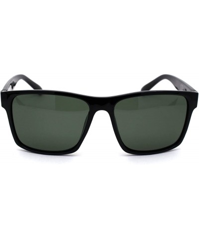 Sport Polarized Mens Rectangular Minimal Sport Plastic Sunglasses - Shiny Black Green - CW19994ZDTQ $10.72