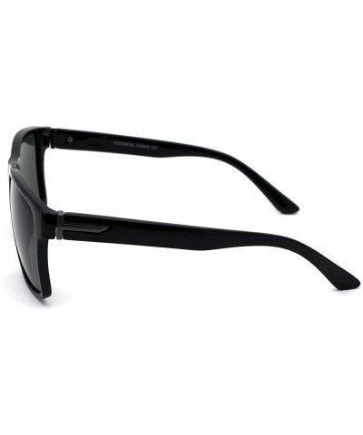 Sport Polarized Mens Rectangular Minimal Sport Plastic Sunglasses - Shiny Black Green - CW19994ZDTQ $10.72