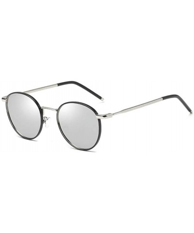 Oval Vintage Polarized Hippie Sunglasses Glasses - Grey - CS194GSDKOR $8.34