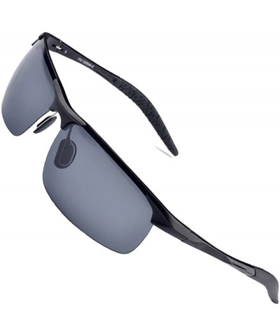 Sport Men's Polarized Sunglasses for Driving Fishing Golf Metal Glasses UV400 - Black - C918ZD8UATO $16.95