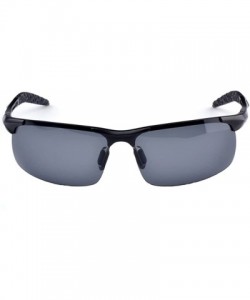 Sport Men's Polarized Sunglasses for Driving Fishing Golf Metal Glasses UV400 - Black - C918ZD8UATO $16.95