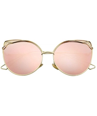 Cat Eye Women Vintage Cat Eye Sunglasses UV400 Metal Frame Sunglasses Eyewear - Mirror-pink - CM1974NTCR7 $26.09
