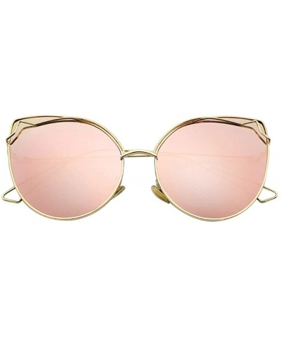 Cat Eye Women Vintage Cat Eye Sunglasses UV400 Metal Frame Sunglasses Eyewear - Mirror-pink - CM1974NTCR7 $11.66