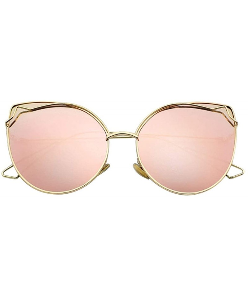 Cat Eye Women Vintage Cat Eye Sunglasses UV400 Metal Frame Sunglasses Eyewear - Mirror-pink - CM1974NTCR7 $26.09
