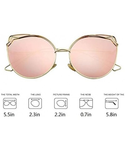 Cat Eye Women Vintage Cat Eye Sunglasses UV400 Metal Frame Sunglasses Eyewear - Mirror-pink - CM1974NTCR7 $26.09