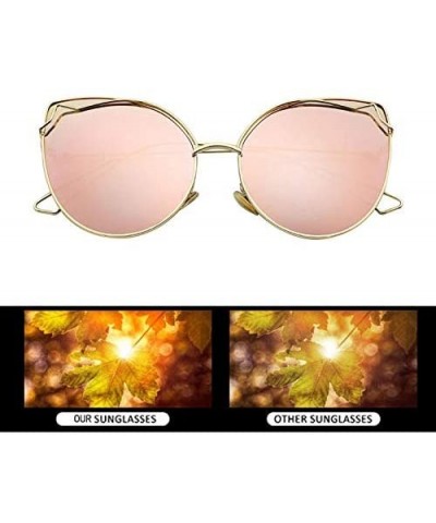 Cat Eye Women Vintage Cat Eye Sunglasses UV400 Metal Frame Sunglasses Eyewear - Mirror-pink - CM1974NTCR7 $11.66