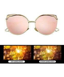 Cat Eye Women Vintage Cat Eye Sunglasses UV400 Metal Frame Sunglasses Eyewear - Mirror-pink - CM1974NTCR7 $11.66