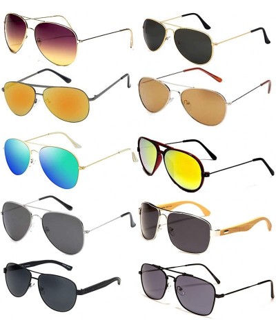 Aviator 12 Pairs Of Wholesale Mens Metal/Plastic One Piece Lens Sunglasses - CG186L4RZGQ $69.59