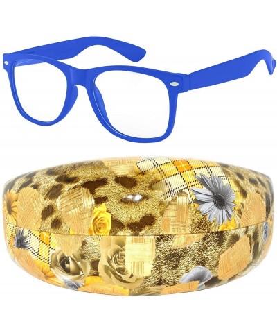 Wayfarer Vintage Retro Sunglasses with Hard Clamshell Case Many Colors - Dark Blue - CG11RGXTTXP $18.00