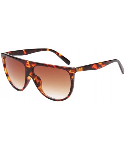 Oversized Women Oversized Vintage UV400 Sunglasses Ladies Thin Shadow Glasses - Leopard - CX1820QO4D3 $11.19