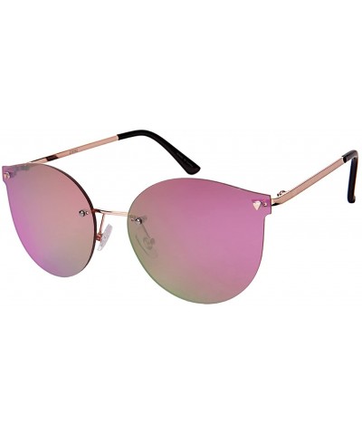 Rimless Rimless Cat Eye Sunnies with Flat Color Mirror Lens 23092-FLREV - Rose Gold - CT1833OOWH9 $19.05