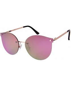 Rimless Rimless Cat Eye Sunnies with Flat Color Mirror Lens 23092-FLREV - Rose Gold - CT1833OOWH9 $19.05