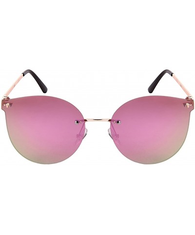 Rimless Rimless Cat Eye Sunnies with Flat Color Mirror Lens 23092-FLREV - Rose Gold - CT1833OOWH9 $19.05